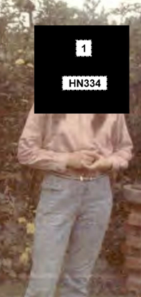 Redacted photo of HN334 Margaret White in the wig she wore undercover