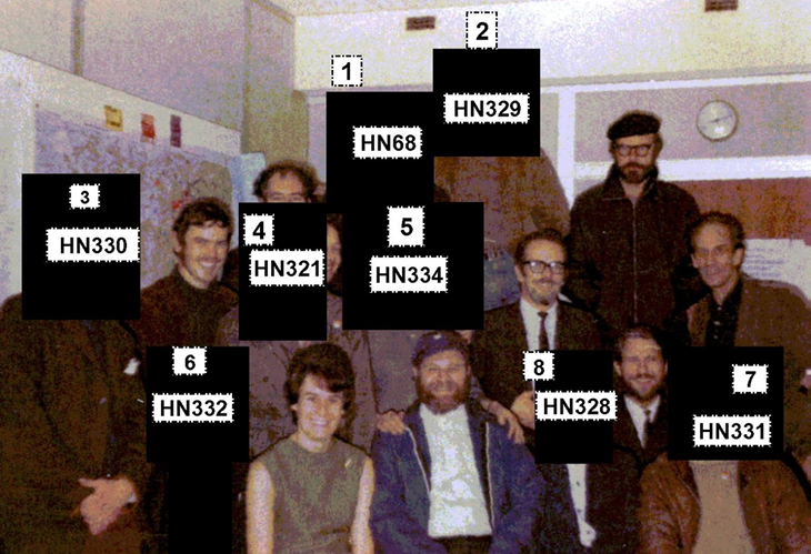 Partially redacted photo of SDS undercovers and managers