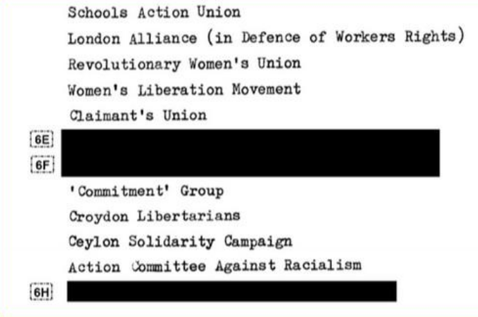  SDS 1972 Annual Report List from the 1972 SDS Annual Report of groups being surveilled