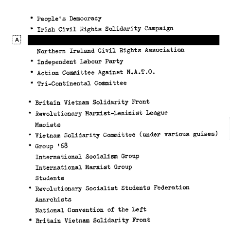 Groups Infiltrated - 1969 SDS Annual Report