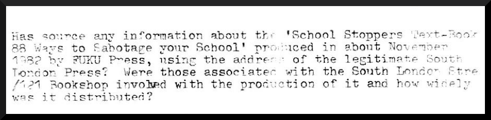 MI5 requested information on the 'School Stoppers Handbook'